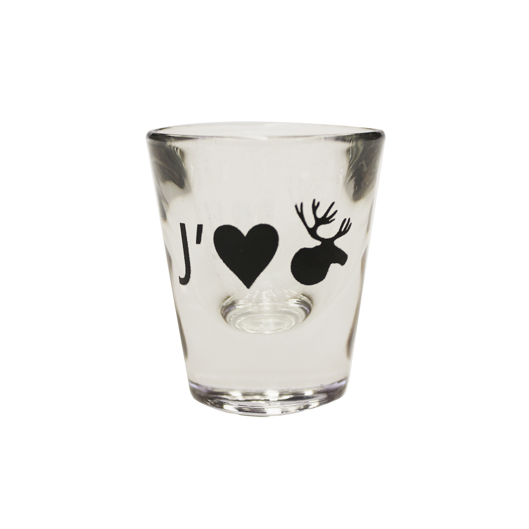 Featured image for “J'm le caribou shot glass”